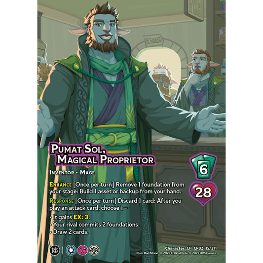 Pumat Sol, Magical Proprietor, 15/211, CR02, Universus, Critical Role: Heroes Of Exandria, Character, CH