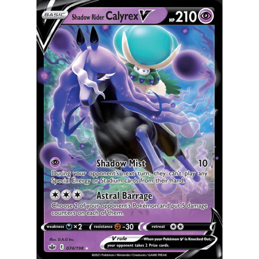 Shadow Rider Calyrex V Double Rare 074/198 Pokemon Card Game Chilling Reign