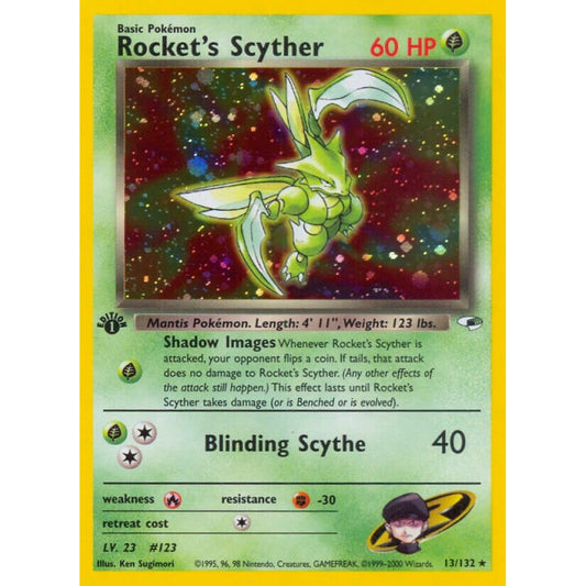 Rocket's Scyther Rare Holo 13/132 Pokemon Card Game Gym Heroes