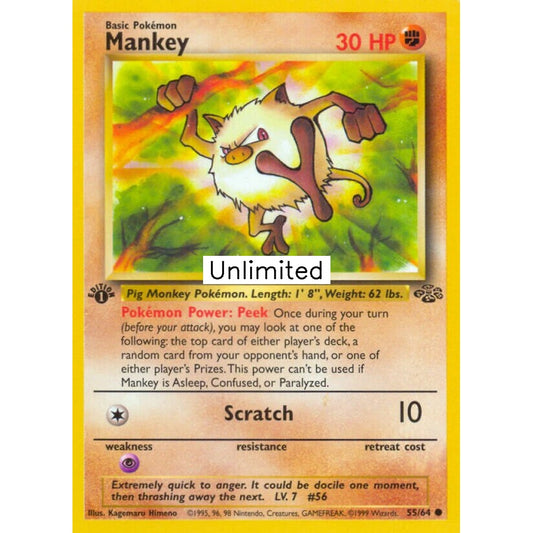 Mankey Common 55/64 Pokemon Card Game Jungle