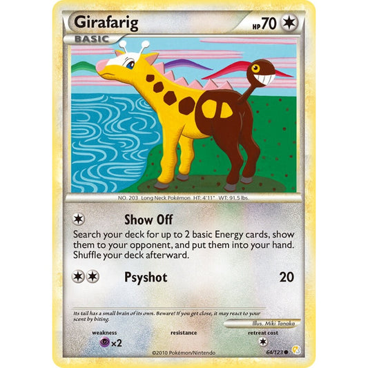 Girafarig Common 64/123 Pokemon Card Game HeartGold & SoulSilver