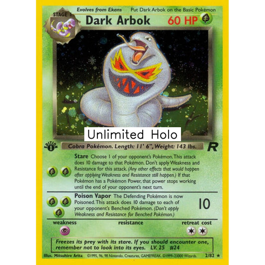 Dark Arbok Rare Holo 2/82 Pokemon Card Game Team Rocket