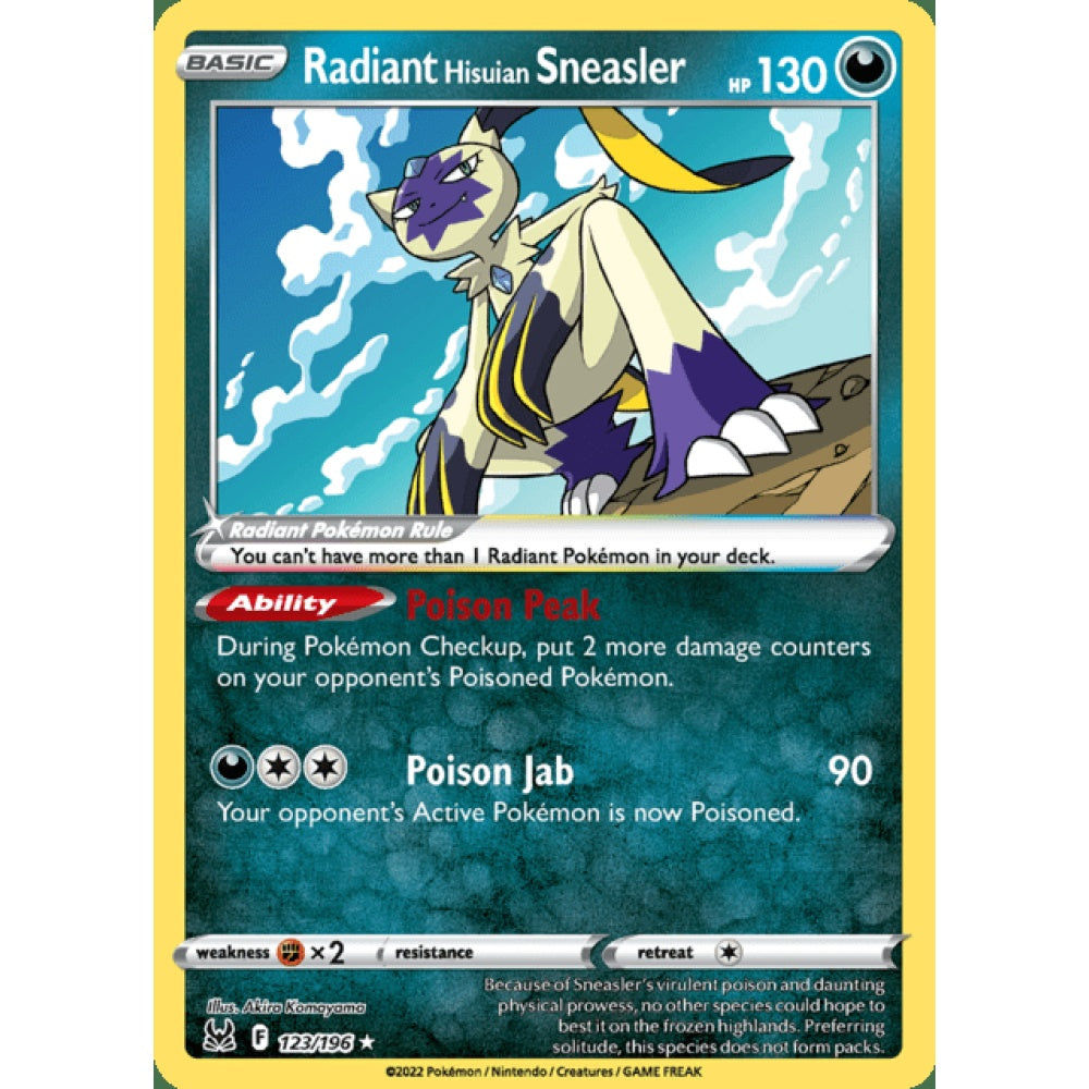 Radiant Hisuian Sneasler Radiant Rare 123/196 Pokemon Card Game Lost Origins