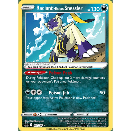 Radiant Hisuian Sneasler Radiant Rare 123/196 Pokemon Card Game Lost Origins