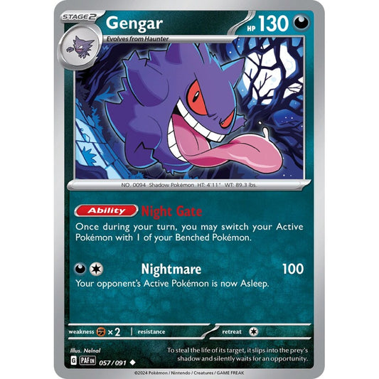 Gengar Uncommon 057/091 Pokemon Card Game Paldean Fates