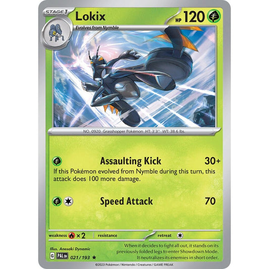 Lokix Rare 021/193 Pokemon Card Game Paldea Evolved