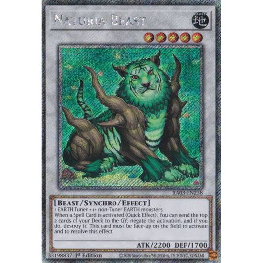 Naturia Beast RA03-EN238 Platinum Platinum Secret Rare Yu-Gi-Oh Quarter Century Bonanza in Art