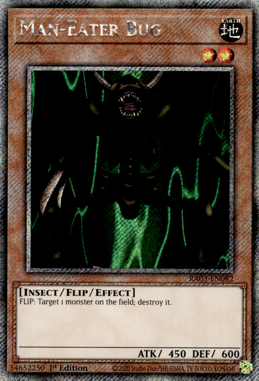 Man-Eater Bug RA03-EN082 Platinum Platinum Secret Rare Yu-Gi-Oh Quarter Century Bonanza in Art
