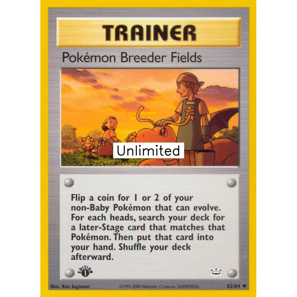 Pokémon Breeder Fields Uncommon 62/64 Pokemon Card Game Neo Revelation