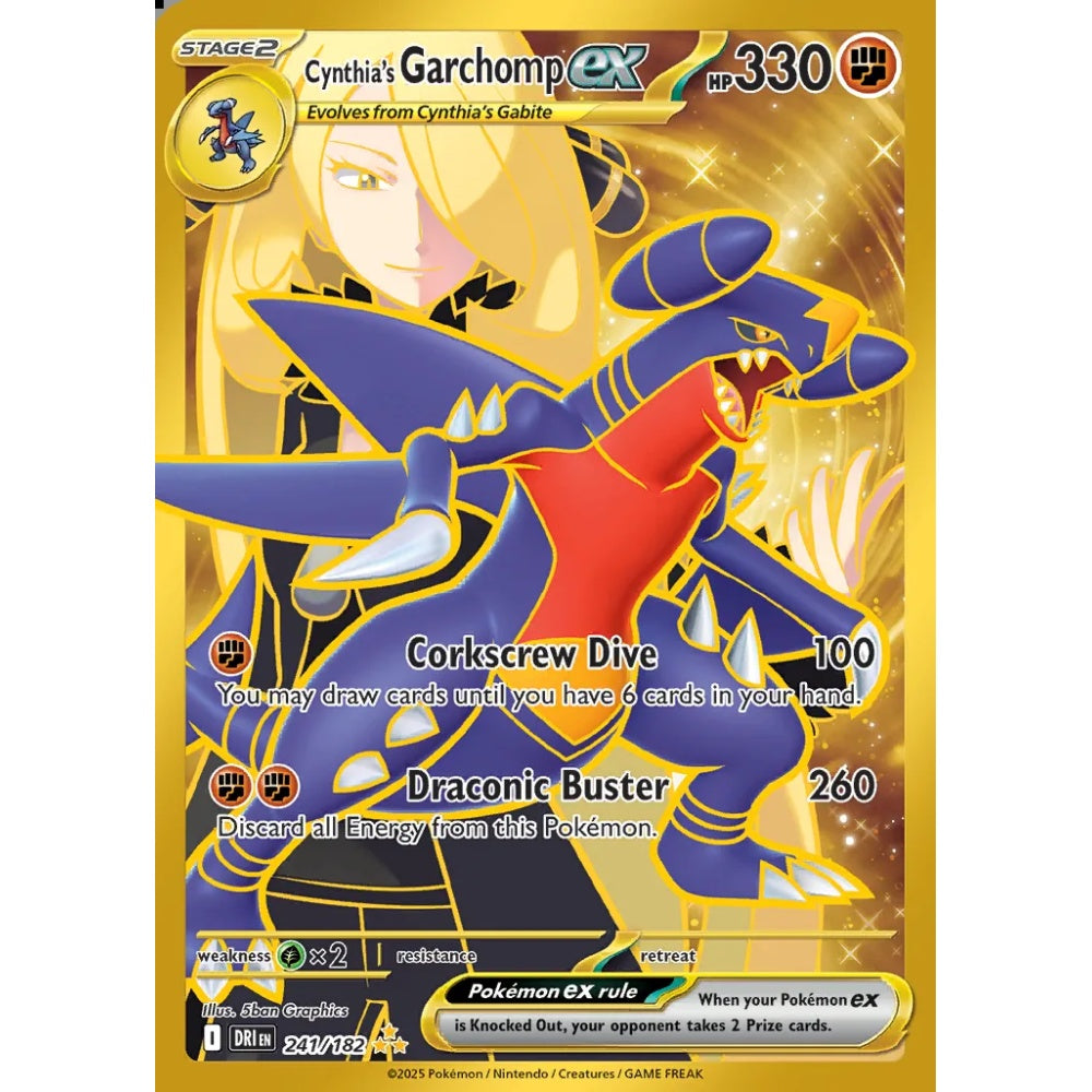 Cynthia's Garchomp ex Hyper Rare 241/182 Pokemon Card Game Destined Rivals
