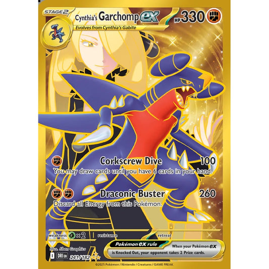 Cynthia's Garchomp ex Hyper Rare 241/182 Pokemon Card Game Destined Rivals