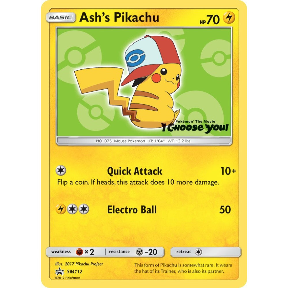 Ash's Pikachu Promo SM112 Pokemon Card Game Sun & Moon Promos