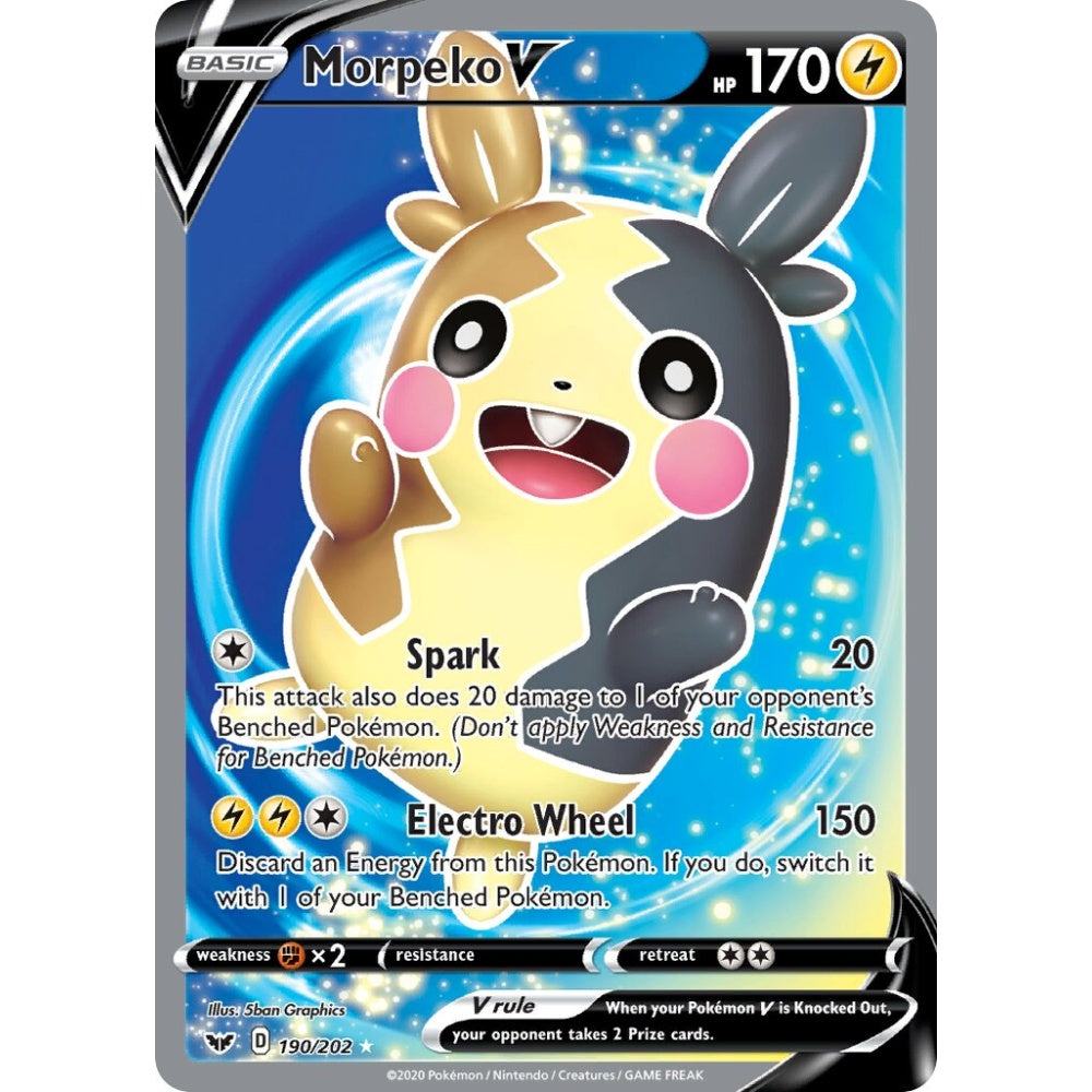 Morpeko V Rare Ultra 190/202 Pokemon Card Game Sword & Shield