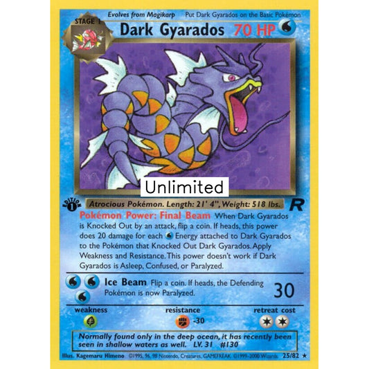 Dark Gyarados Rare 25/82 Pokemon Card Game Team Rocket