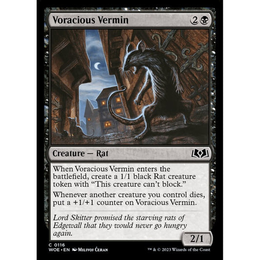 Voracious Vermin, common, 116, Magic the Gathering, Wilds of Eldraine
