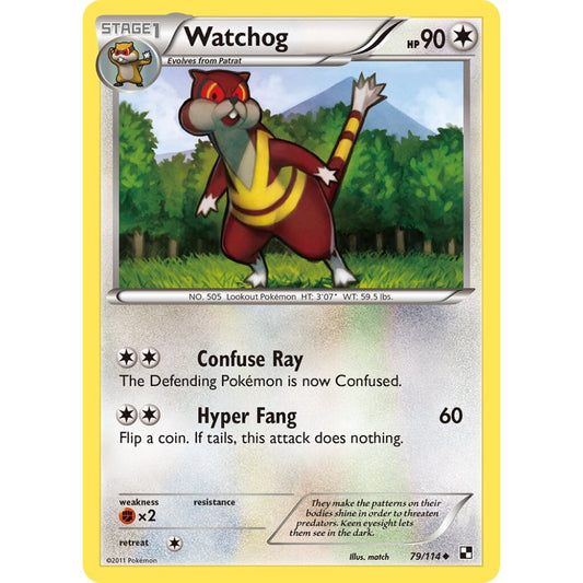 Watchog Uncommon 79/114 Pokemon Card Game Black & White