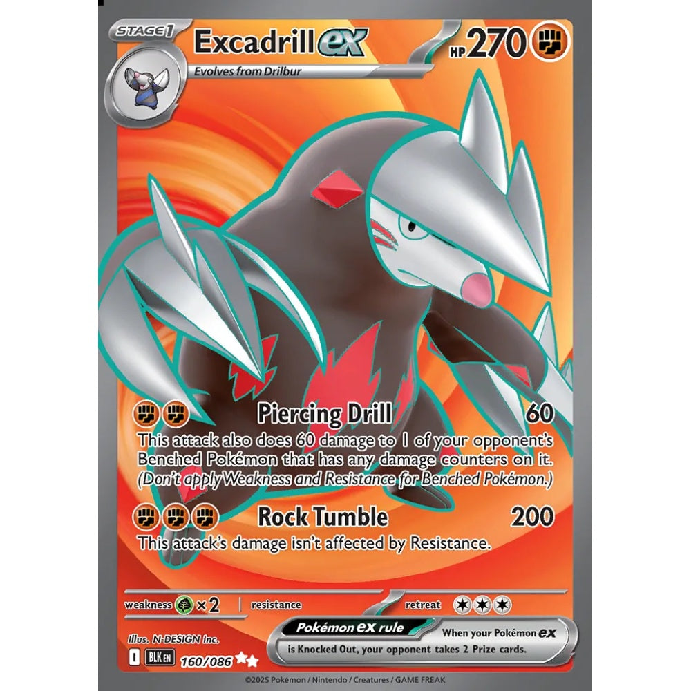 Excadrill ex Ultra Rare 160/086 Pokemon Card Game Black Bolt