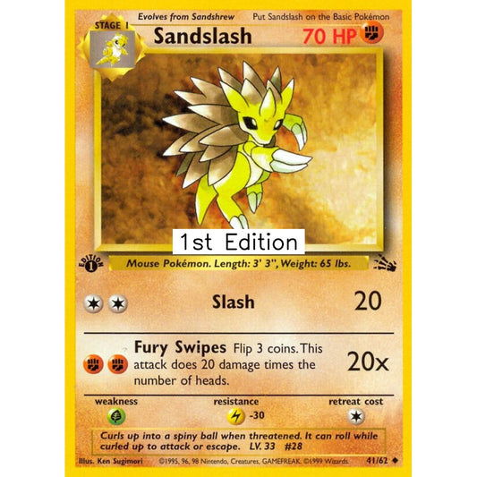 Sandslash Uncommon 41/62 Pokemon Card Game Fossil