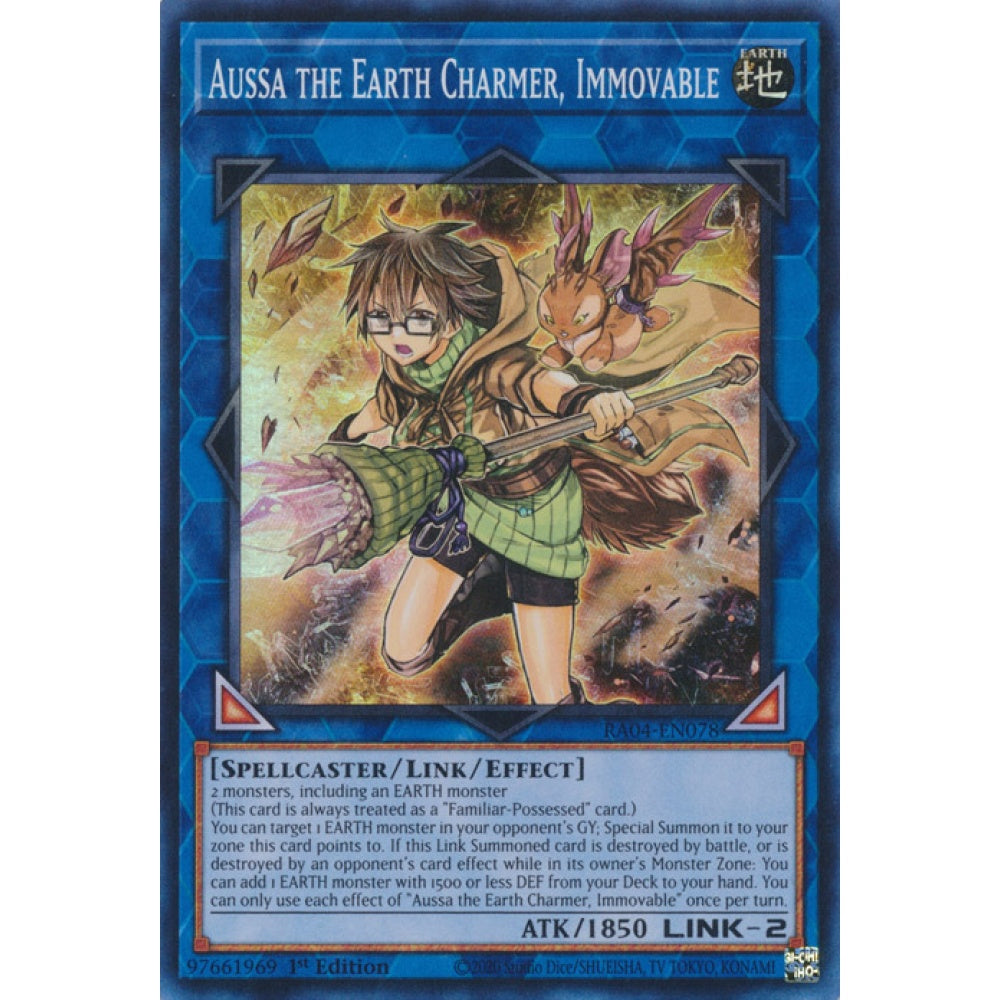 Aussa the Earth Charmer, Immovable RA04-EN078 Super Super Rare Yu-Gi-Oh Quarter Century Stampede in Art