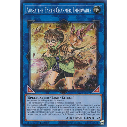 Aussa the Earth Charmer, Immovable RA04-EN078 Super Super Rare Yu-Gi-Oh Quarter Century Stampede in Art