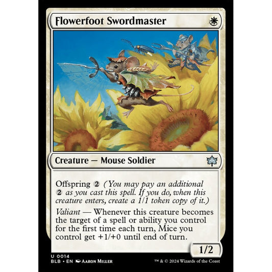 Flowerfoot Swordmaster, 14, uncommon, Magic: The Gathering, Bloomburrow