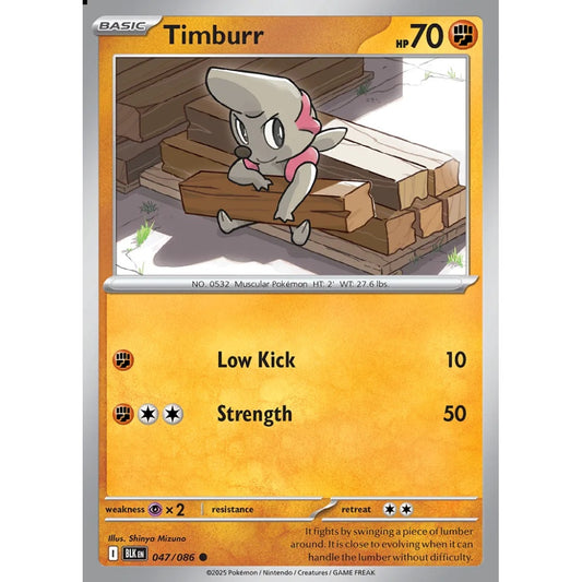 Timburr Common 047/086 Pokemon Card Game Black Bolt