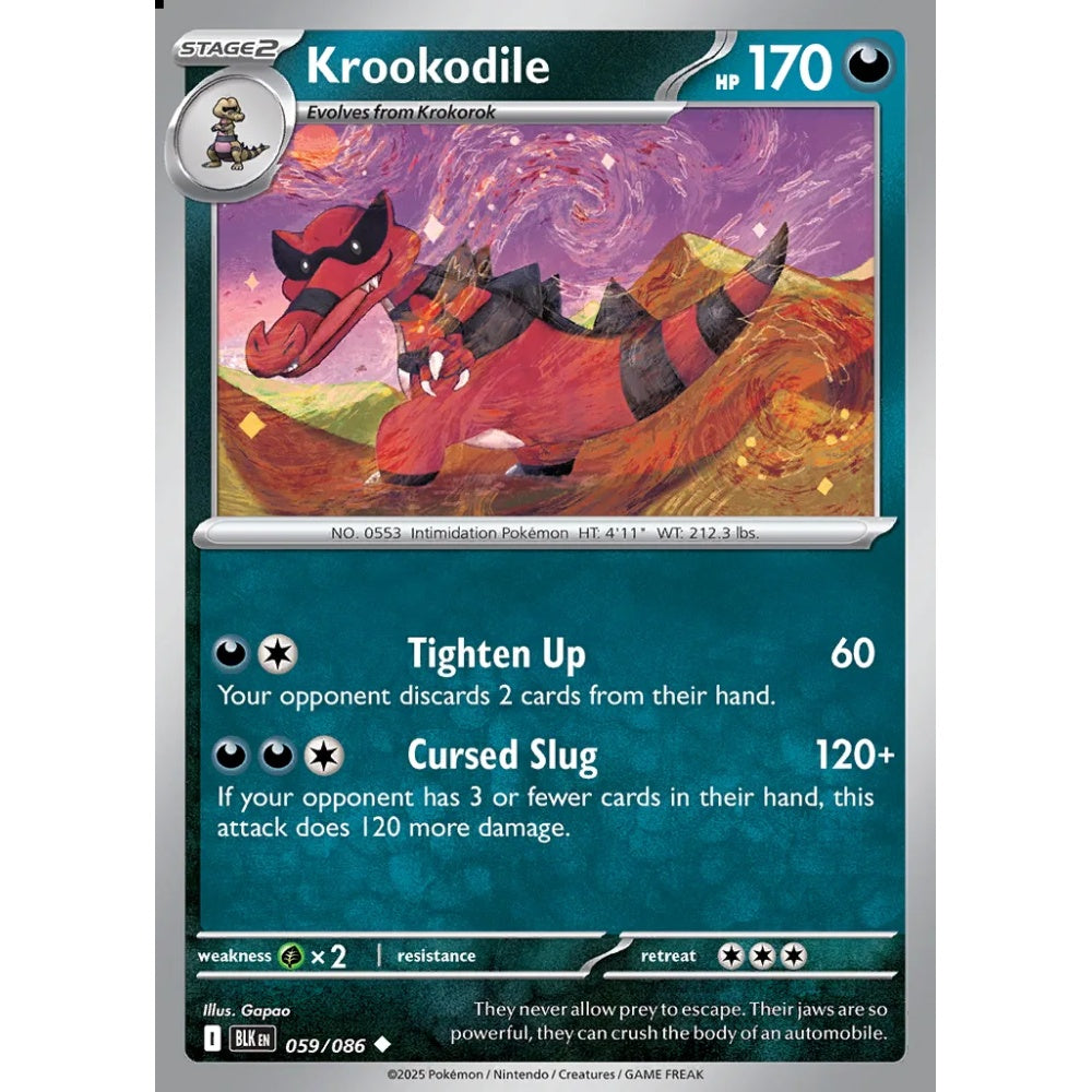 Krookodile Uncommon 059/086 Pokemon Card Game Black Bolt