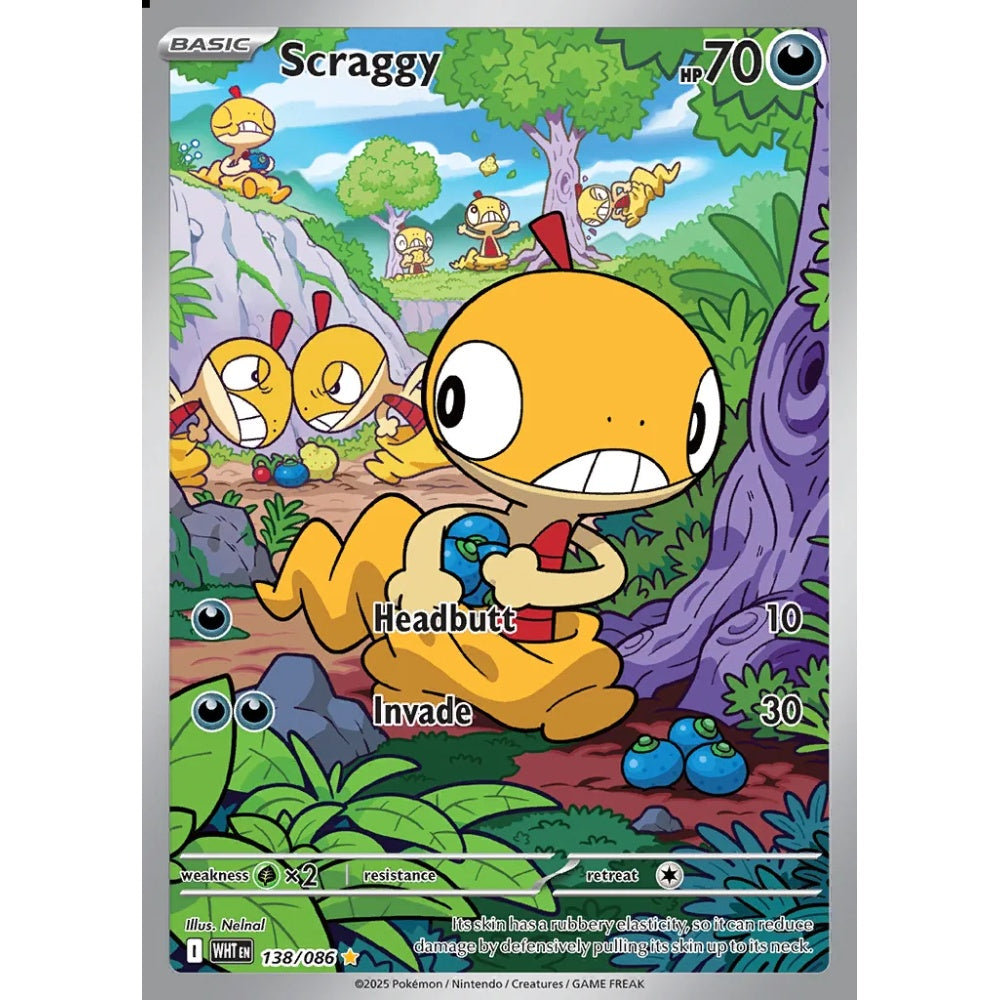 Scraggy Illustration Rare 138/086 Pokemon Card Game White Flare