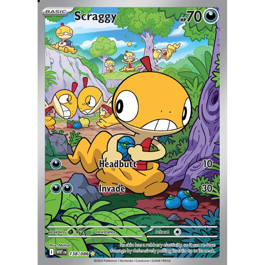 Scraggy Illustration Rare 138/086 Pokemon Card Game White Flare