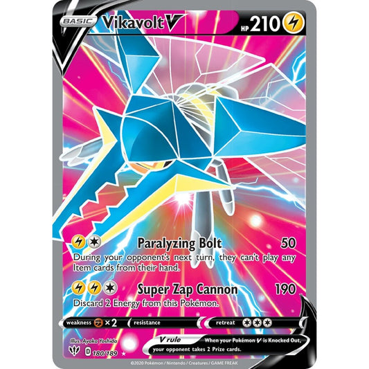 Vikavolt V Rare Ultra 180/189 Pokemon Card Game Darkness Ablaze