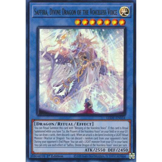 Saffira, Divine Dragon of the Voiceless Voice, LEDE-EN034, Ultra Rare, Yu-Gi-Oh!, Legacy of Destruction