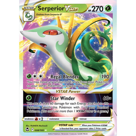 Serperior VSTAR Ultra Rare 008/195 Pokemon Card Game Silver Tempest