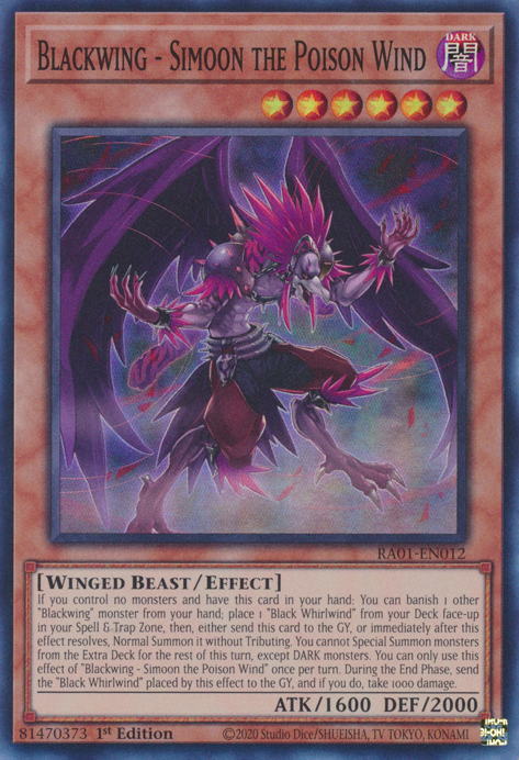 Blackwing - Simoon the Poison Wind RA01-EN012 Ultra Ultra Rare Yu-Gi-Oh 25th Anniversary Rarity Collection in Art