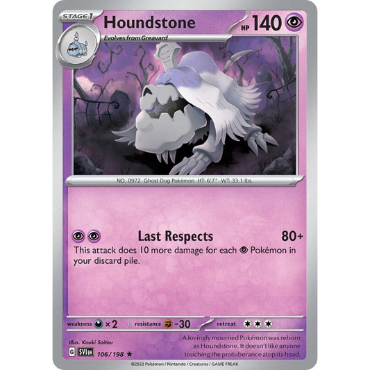Houndstone Rare 106/198 Pokemon Card Game Scarlet & Violet