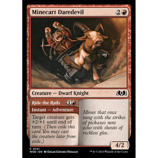 Minecart Daredevil // Ride the Rails, common, 141, Magic the Gathering, Wilds of Eldraine