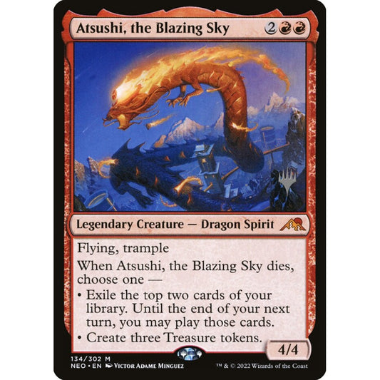 Atsushi, the Blazing Sky mythic 134p Magic the Gathering Kamigawa: Neon Dynasty Promos