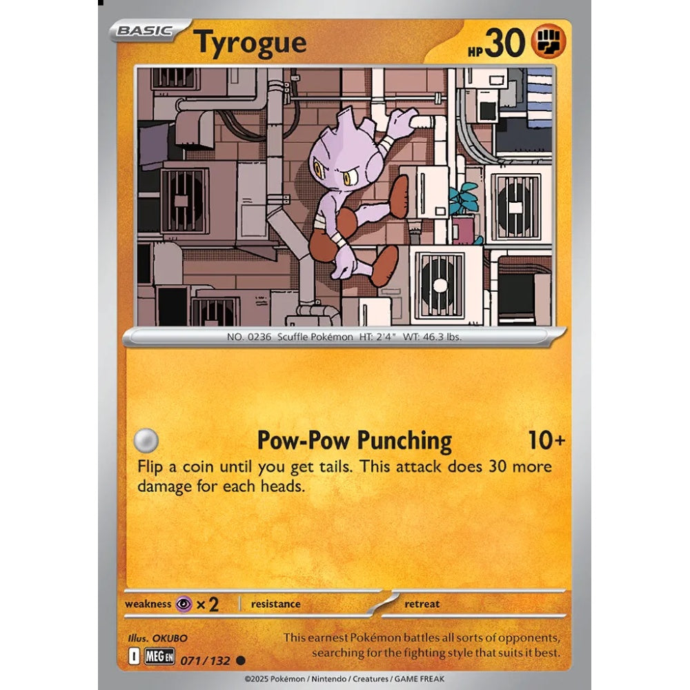 Tyrogue Common 071/132 Pokemon Card Game Mega Evolution
