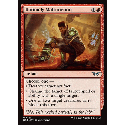 Untimely Malfunction, 161, uncommon, Magic: The Gathering, Duskmourn: House of Horror