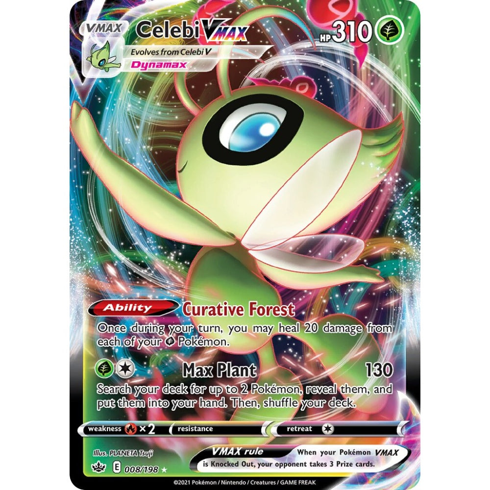 Celebi VMAX Holo Rare VMAX 008/198 Pokemon Card Game Chilling Reign