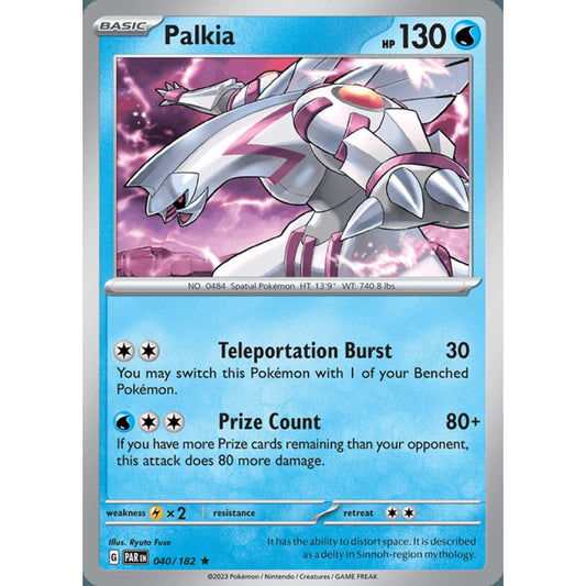 Palkia Rare 040/182 Pokemon Card Game Paradox Rift