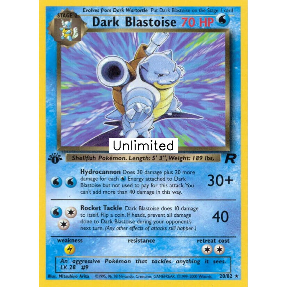 Dark Blastoise Rare 20/82 Pokemon Card Game Team Rocket