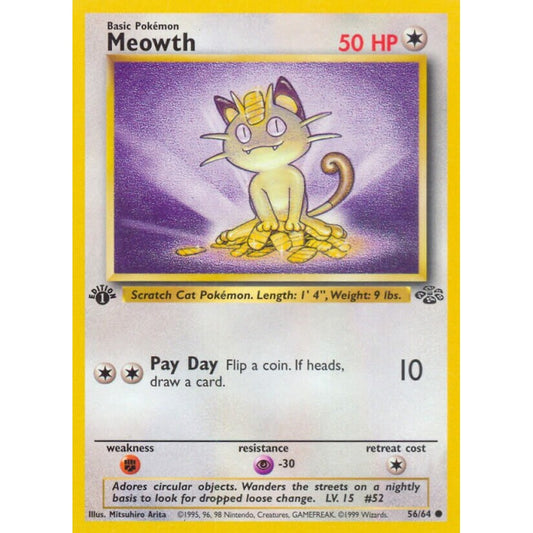 Meowth Common 56/64 Pokemon Card Game Jungle