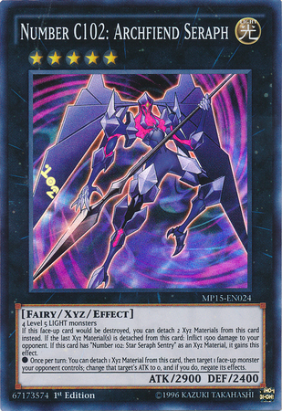 Number C102: Archfiend Seraph JUSH-EN056 Super Super Rare Yu-Gi-Oh Justice Hunters in Art