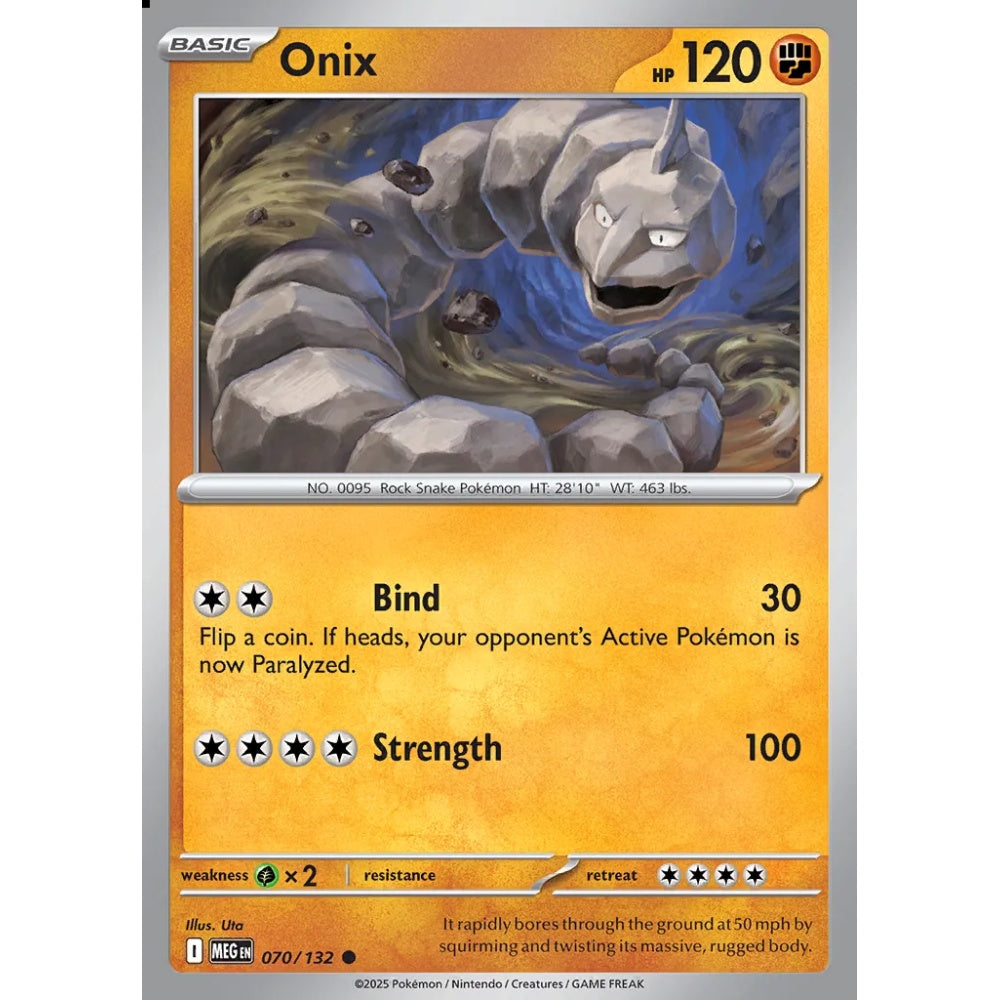 Onix Common 070/132 Pokemon Card Game Mega Evolution