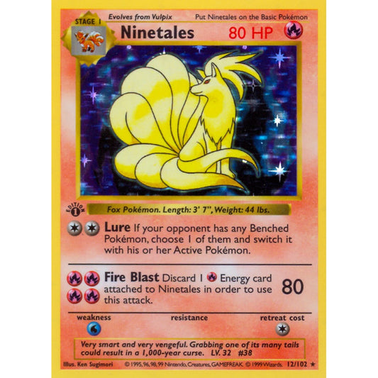 Ninetales Holo Rare 12/102 Pokemon Card Game Base Set