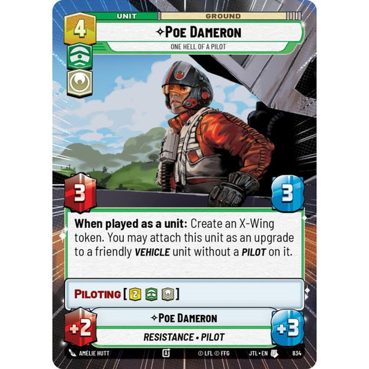 Poe Dameron, U, JTL 834) Hyperspace Foil, Star Wars Unlimited