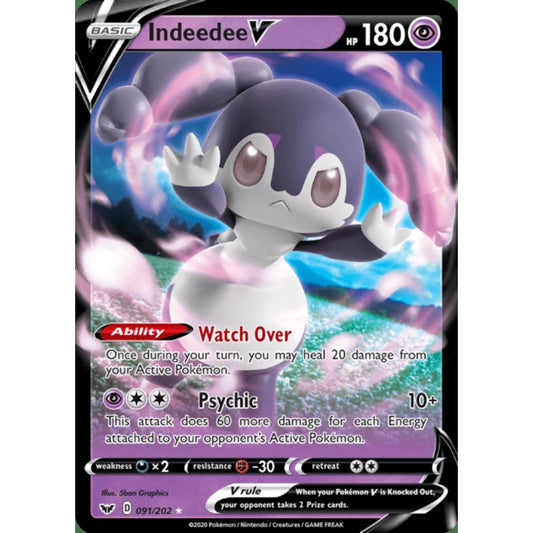Indeedee V Double Rare 091/202 Pokemon Card Game Sword & Shield