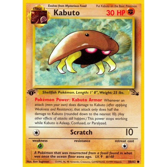 Kabuto Common 50/62 Pokemon Card Game Fossil