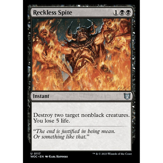 Reckless Spite, uncommon, 117, Magic the Gathering, Wilds of Eldraine Commander