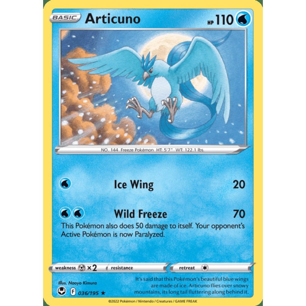 Articuno Holo Rare 036/195 Pokemon Card Game Silver Tempest